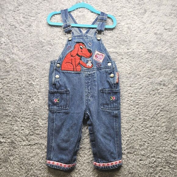 Vintage Girl Clifford Overall Pants Size 12 Months Big Red Dog - Picture 1 of 7
